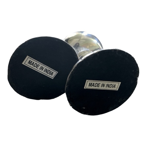 Vintage/ Antique Chrome Candlesticks, hand made in India. 8.25" tall - Picture 4 of 10